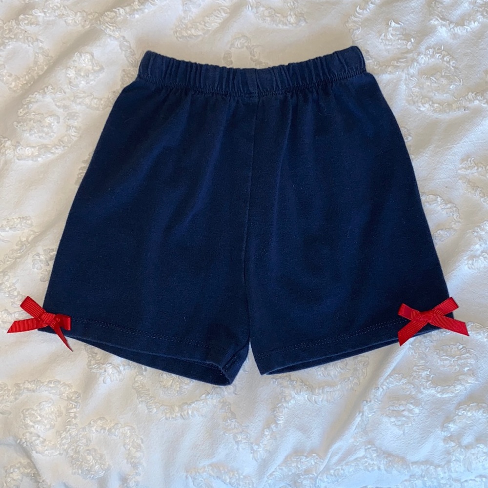 Rare Editions, navy blue shorts with red bows